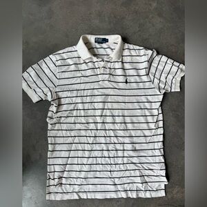 Ralph Lauren Men's Polo White with navy blue Stripes